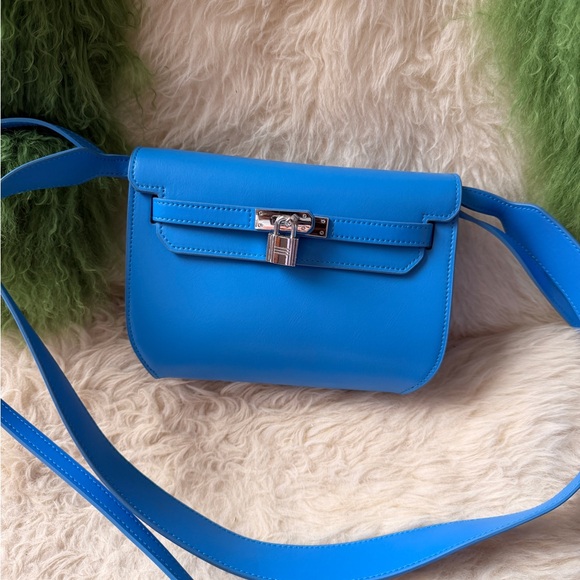 Blue Vegan Leather Crossbody Bag - Picture 4 of 7